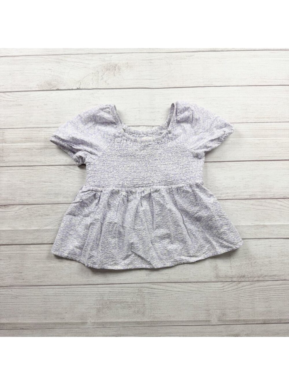Cat & Jack Girls’ Smocked Purple Floral Short-Sleeve Peplum Top L 10-12